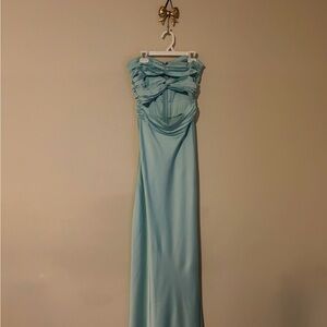 Elegant Blue Strapless Dress